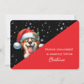 Carte Joyeux petit Noël chien grimaçant (Devant)