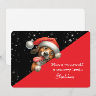 Carte Joyeux petit Noël Chien grimaçant