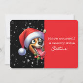 Carte Joyeux petit Noël Chien grimaçant (Devant)