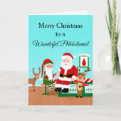 Carte Joyeux phlébotomiste de Noël Père Noël et rennes (Devant)