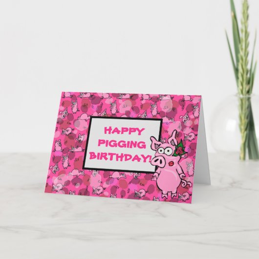 Carte Joyeux Pigging Anniversaire Drôle Votre Propre Mes (Devant)