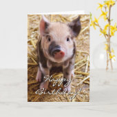 Carte Joyeux Piglet d'anniversaire (Fleur jaune)