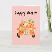 Carte Joyeux pilote de Pâques lapin rose (Devant)