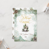 Carte Joyeux pin de Noël Botanique (Devant/Arrière en situation)