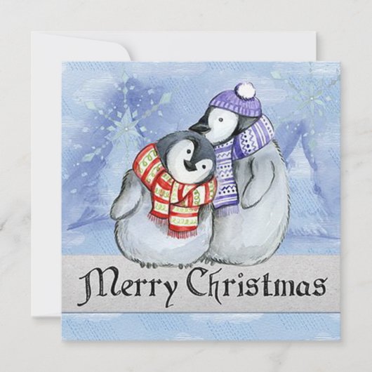 Carte Joyeux pingouins de Noël (Devant)