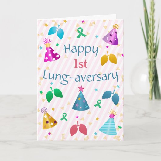 Carte Joyeux Pink Stripe personnalisé pour l'anniversair (Devant)