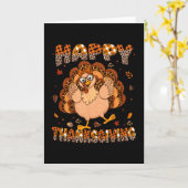 Carte Joyeux Plaid de Thanksgiving Léopard Dinde Gles Fe (Fleur jaune)