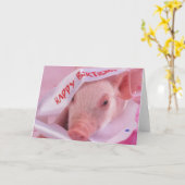 Carte Joyeux porc d'anniversaire (Fleur jaune)