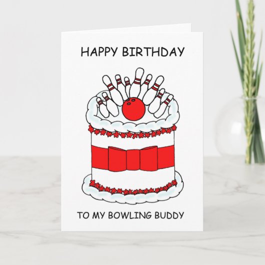 Carte Joyeux pote de bowling d'anniversaire (Devant)