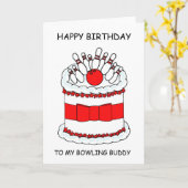 Carte Joyeux pote de bowling d'anniversaire (Fleur jaune)