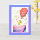 Carte Joyeux poulet du 3e anniversaire (Fleur jaune)