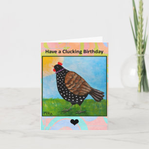 Carte Joyeux poulet soleil bain mignon ferme art Anniver