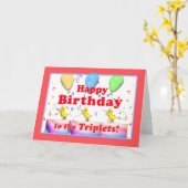 Carte Joyeux poulets d'anniversaire pour Triplets (Fleur jaune)