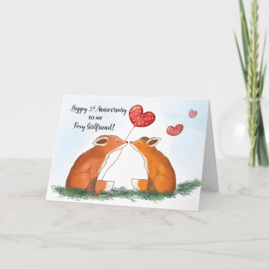 Carte Joyeux premier anniversaire à Foxy Girlfriend (Devant)