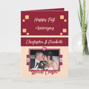 Carte Joyeux premier anniversaire ajouter photo corail b