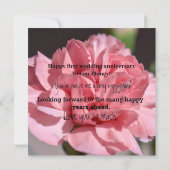 Carte Joyeux premier anniversaire de Mariage à ma femme (Dos)