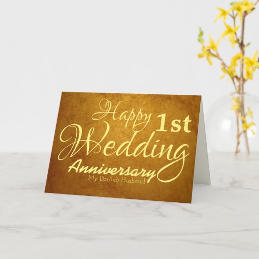 Carte Joyeux premier anniversaire de Mariage à mon mari (Fleur jaune)