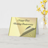 Carte Joyeux premier anniversaire de mariage en papier (Fleur jaune)