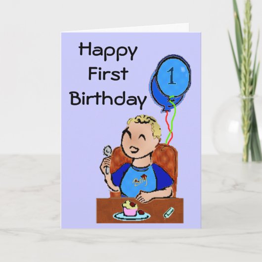 Carte Joyeux premier anniversaire * garçon (Devant)