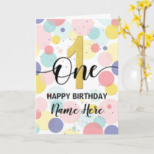 Carte Joyeux premier anniversaire Pastel Rainbow and Gol