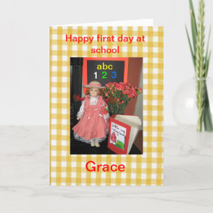 Carte Joyeux premier jour à l'école Grace card.