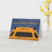 Carte Joyeux premier jour de bus scolaire (Fleur jaune)