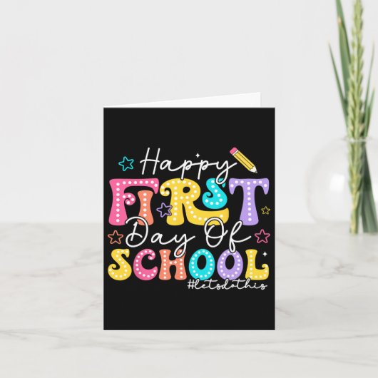 Carte Joyeux Premier Jour De L'École Crayon Enseignant E (Devant)