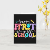 Carte Joyeux Premier Jour De L'École Crayon Enseignant E (Fleur jaune)