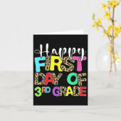 Carte Joyeux Premier Jour De Leopard De 3E Année Retour (Fleur jaune)