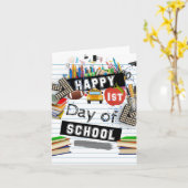 Carte Joyeux premier jour d'école (Fleur jaune)