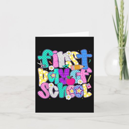 Carte Joyeux premier jour d'école professeur préppy enfa (Devant)
