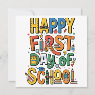 Carte Joyeux Premier Jour D'École Retour À L'École