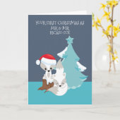 Carte Joyeux premier marié Noël mignon Fox Couple (Fleur jaune)