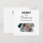 Carte Joyeux premier Noël grands-parents 2 photos de béb (Devant / Derrière)