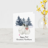 Carte Joyeux premier Noël pour bébé 1er Noël Pingouins (Fleur jaune)