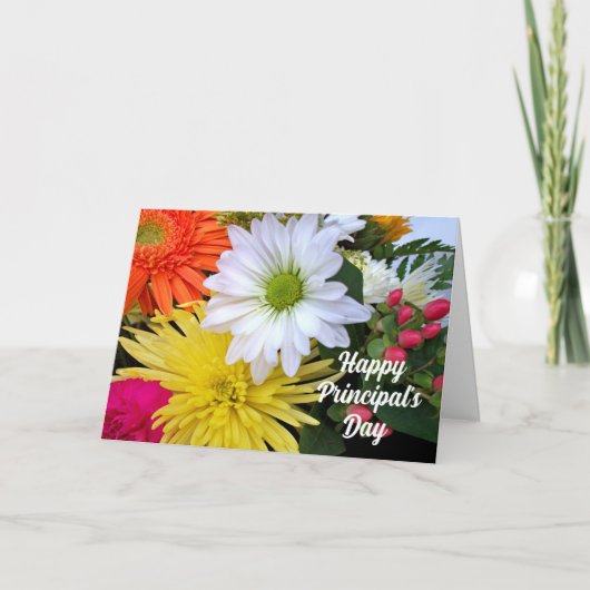 Carte Joyeux Principaux jour arrangement floral (Devant)