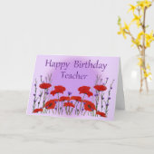 Carte Joyeux professeur d'anniversaire, Champ de pavots (Fleur jaune)