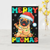 Carte Joyeux Pugmas Pug Noël Santa Pug Xmas Lumières D (Fleur jaune)