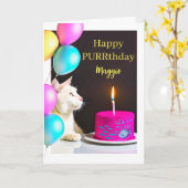 Carte Joyeux Purthday pour chat Ajouter un nom (Fleur jaune)