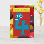 Carte Joyeux quatrième anniversaire 4e anniversaire à qu (Fleur jaune)