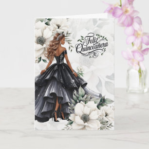 Carte Joyeux Quinceanera 15e Anniversaire Classique Noir
