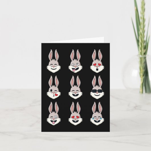 Carte Joyeux Rabbit de Pâques Face Émotions Fun Boys Gir (Devant)