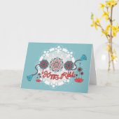 Carte Joyeux Rakhi, Raksha Bandhan, bleu poussiéreux (Fleur jaune)