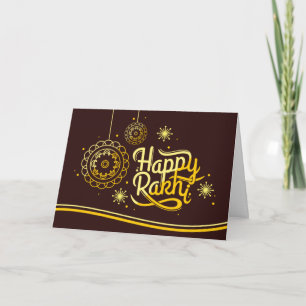 Carte Joyeux Rakhi, Raksha Bandhan, brun, or