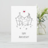 Carte Joyeux Randonnée Mariage Anniversaire Red Heart (Debout devant)