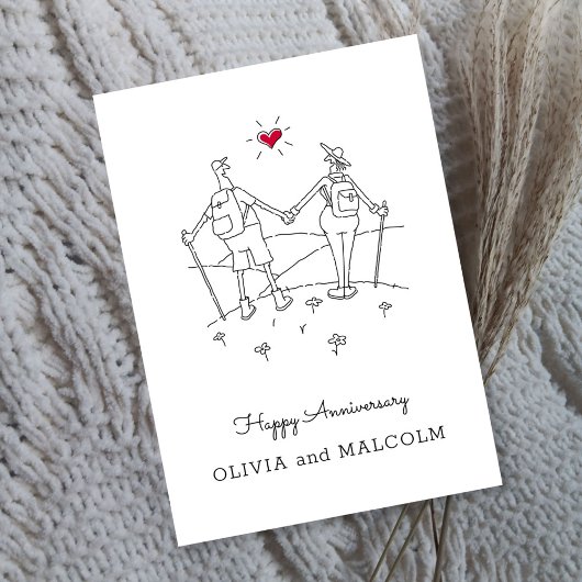 Carte Joyeux Randonnée Mariage Anniversaire Red Heart