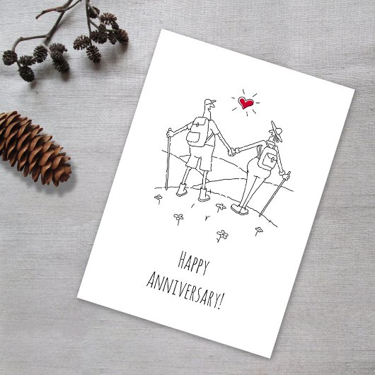 Carte Joyeux Randonnée Mariage Anniversaire Red Heart