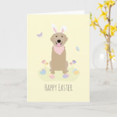 Carte Joyeux Rédacteur en or du lapin de Pâques (Fleur jaune)