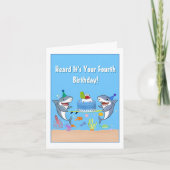 Carte Joyeux requins d'anniversaire avec gâteau (Devant)