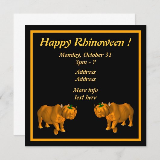 Carte Joyeux Rhinoween ! (Devant / Derrière)